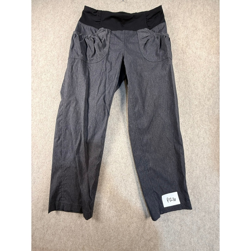 Prana Womens Gray Heathered Yoga Hiking Pants Wide Waistband Ruched Pockets M